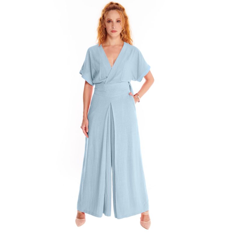 Pleated Palazzo Pant - Blue image