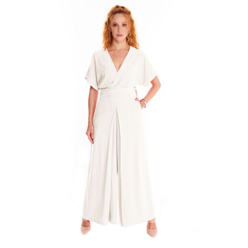 Pleated Palazzo Pant - White image