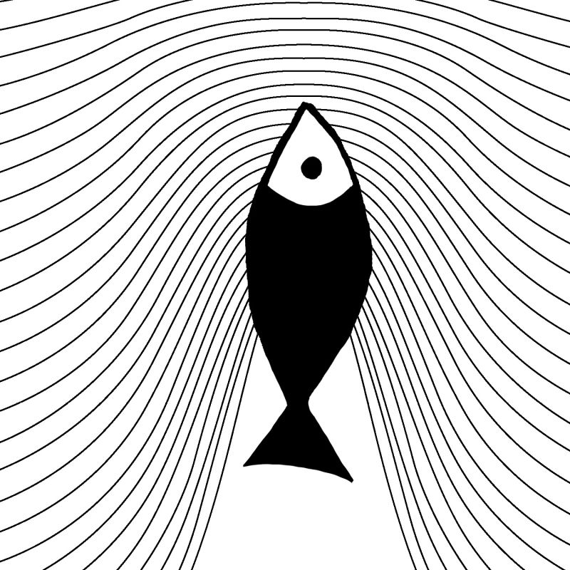 Plenty Of Fish In The Sea: Graphic Fish Art Print With Minimalist Line Wave Pattern image