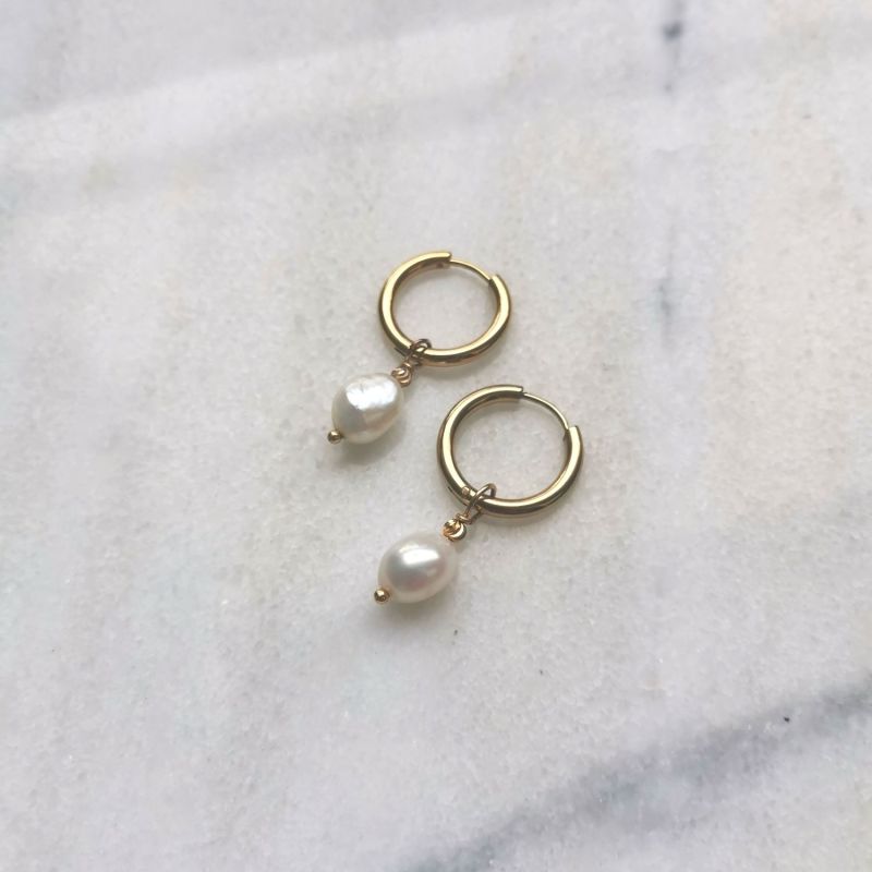 Fancy Hoop Pearl Earrings image