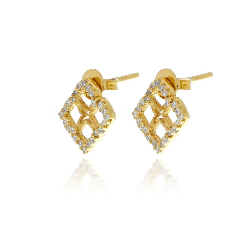 Gold Signature Mini Flower Diamond Earrings image