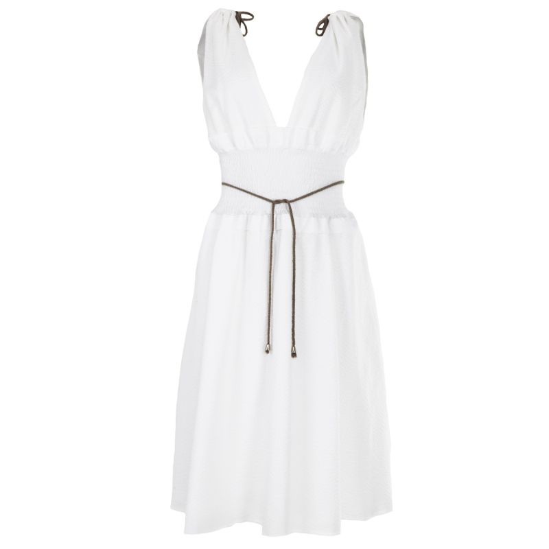 White Cotton Seersucker Dress image