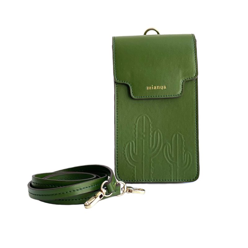 Cactus Leather Phone Bag Green image