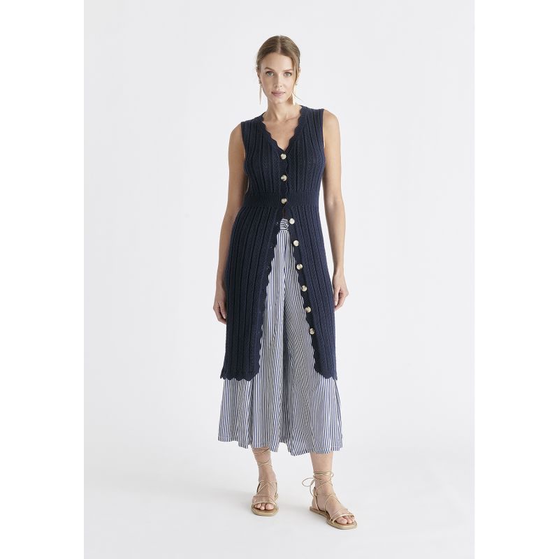 Pointelle Knitted Dress In Navy image