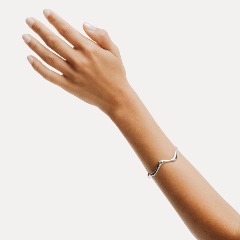 Poise Wave Cuff Bangle - Sterling Silver image