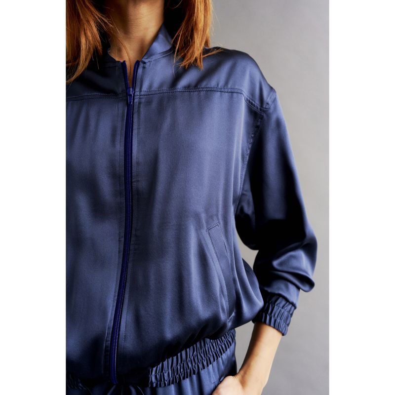 Poppy Silk Bomber Jacket - Navy image