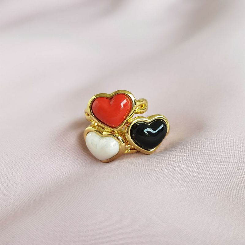 Porcelain Black Heart Braided Ring image