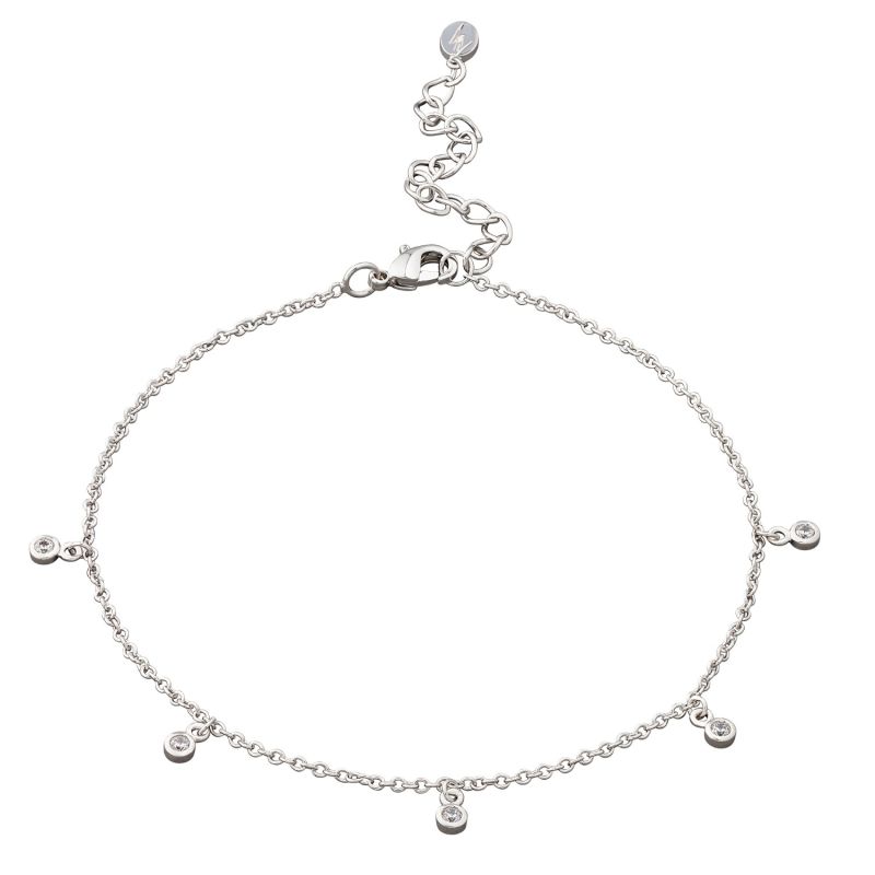Silver Anklet With Sparkle Drops image