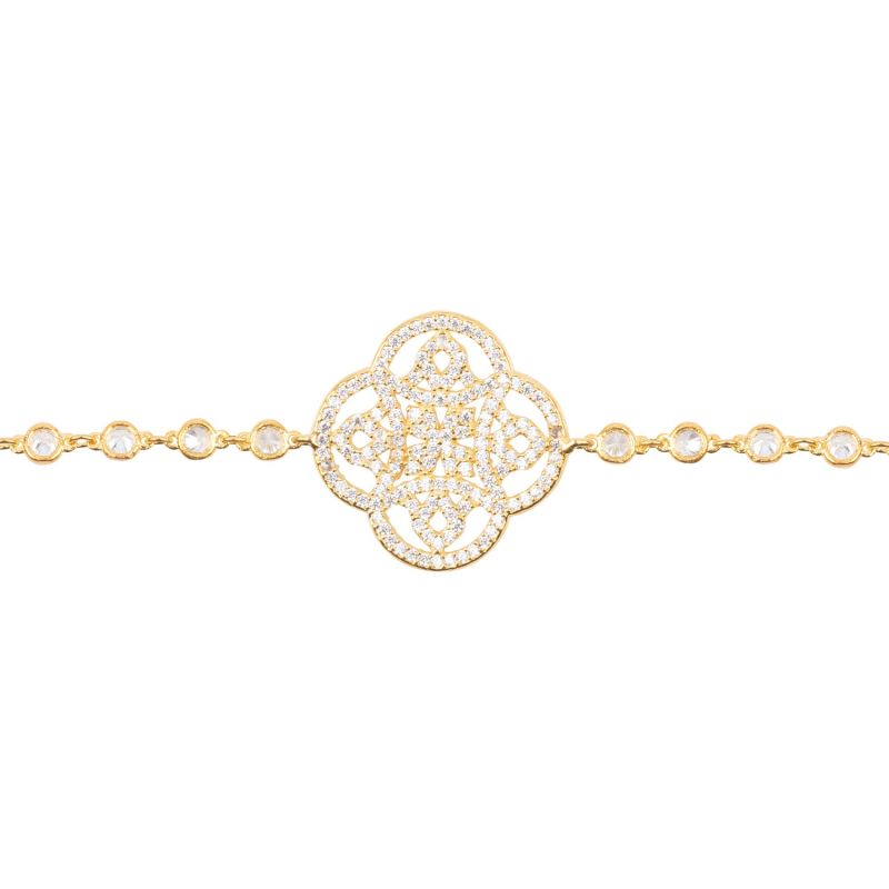 Celtic Knot Clover Tennis Bracelet Gold image