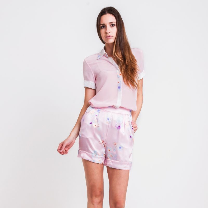 Tailored Silk Short Pink Beach Flower image