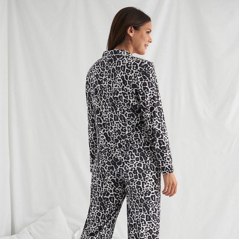 Bamboo Long Sleeved Trouser Pyjama Set In Leopard Print image