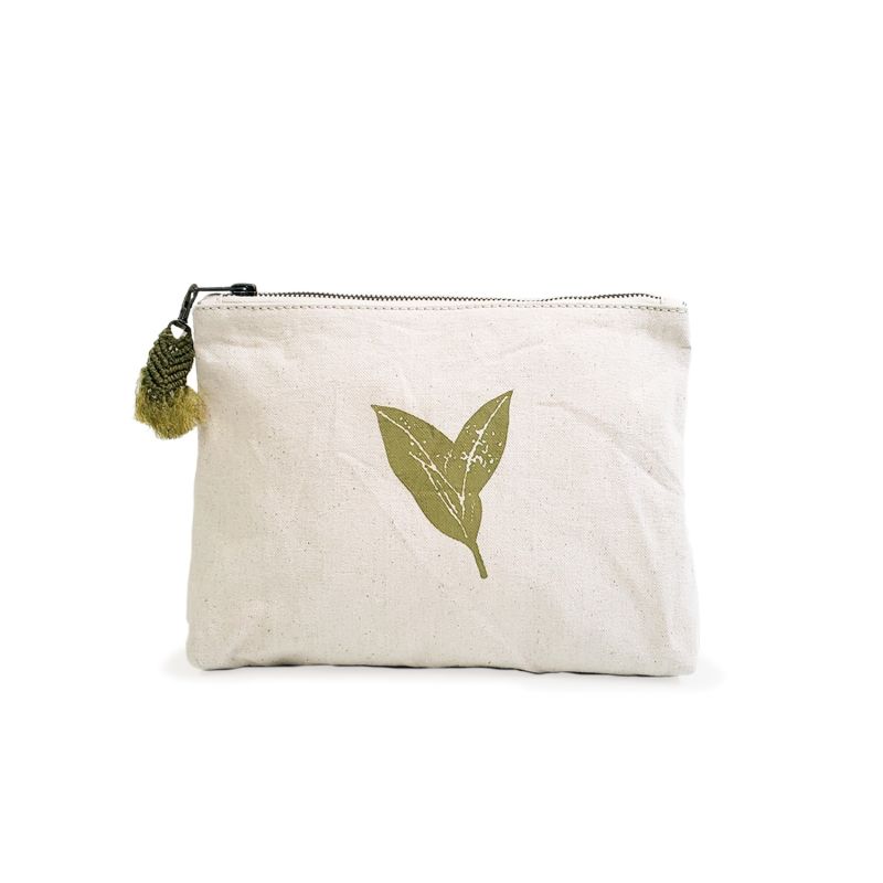 Screen-Printed Cotton Canvas Pouch - Nature image