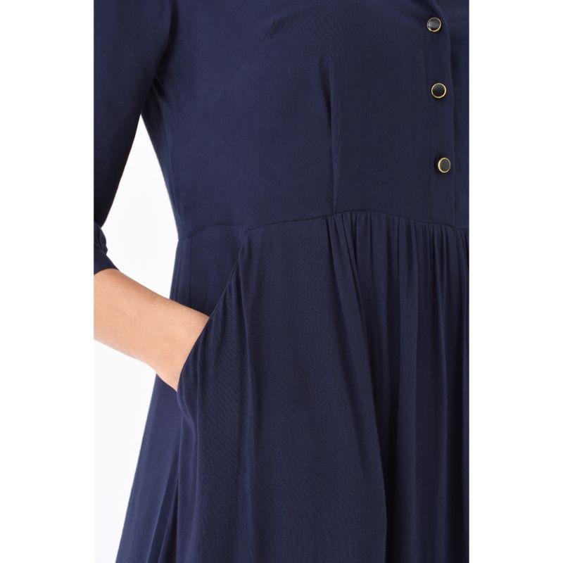 Anastasia Dress Navy Rayon image