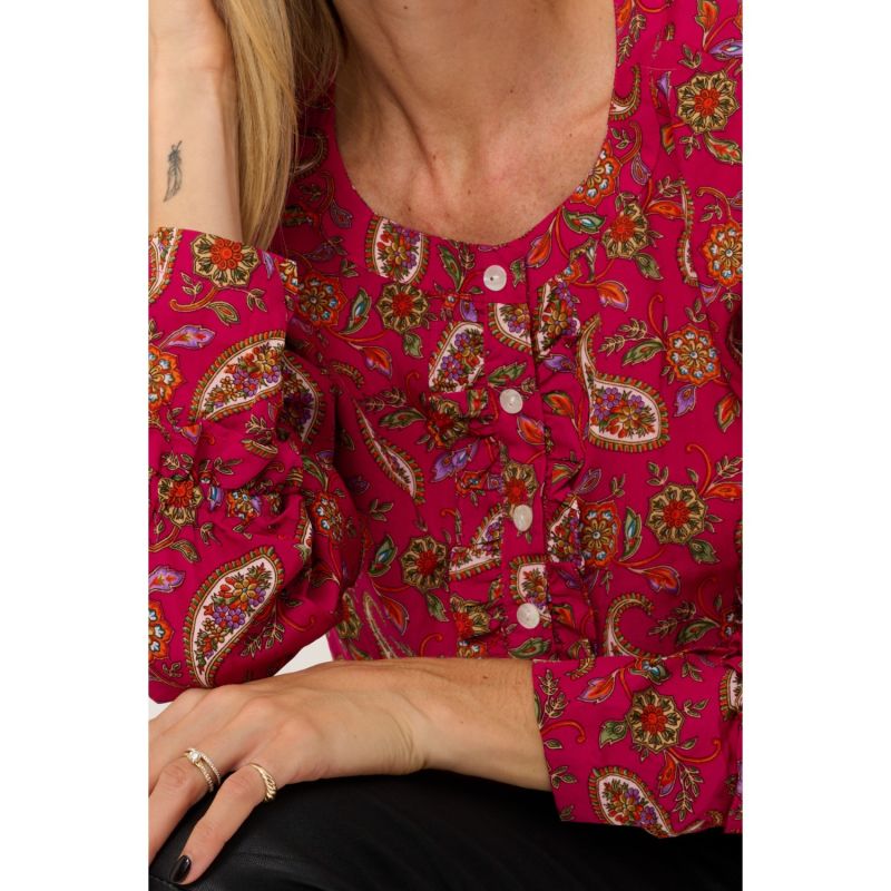 Meg Shirt In Hot Pink Paisley image