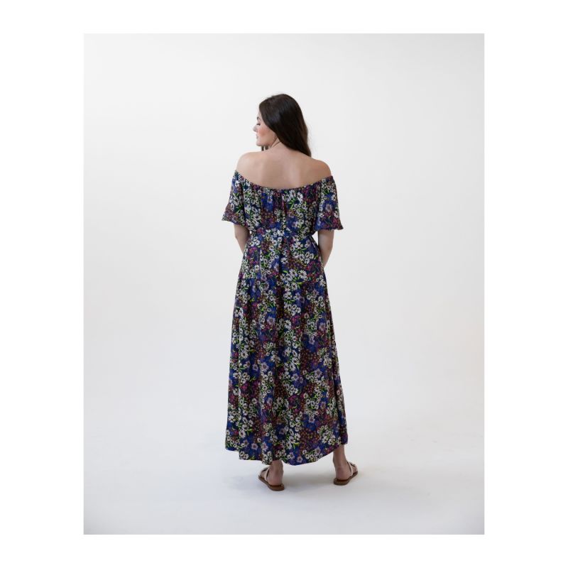 Printed Puff Sleeve Belted Maxi Dress image