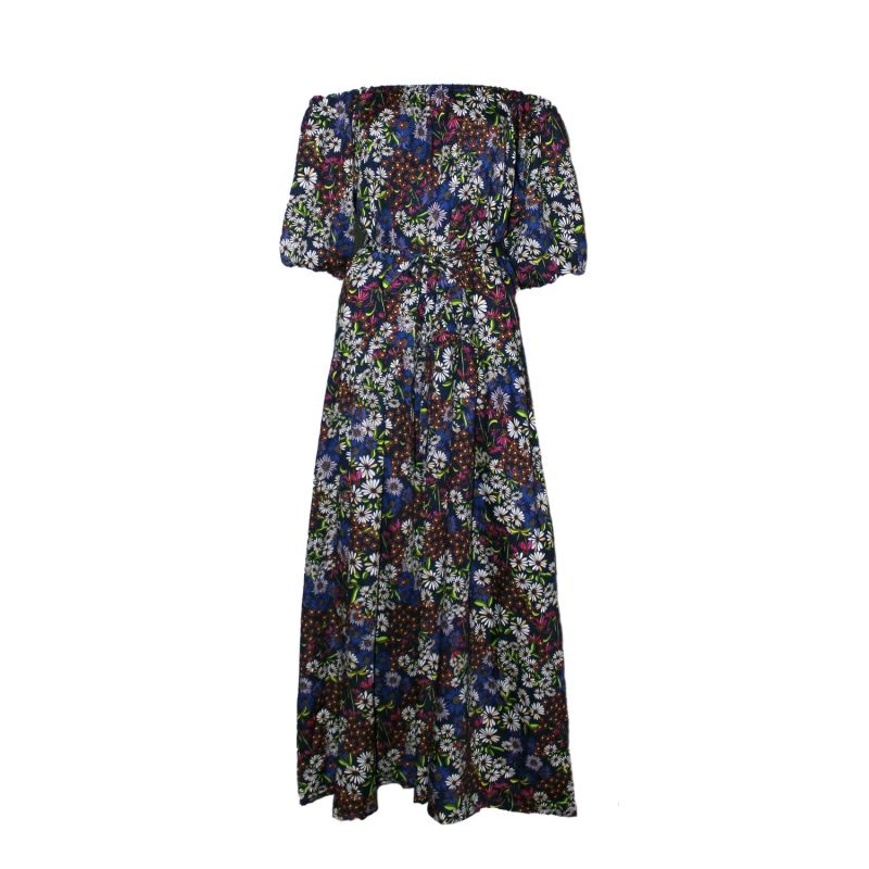 Printed Puff Sleeve Belted Maxi Dress image