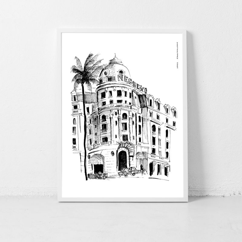 Nice, Promenade Des Anglais, Negresco Hotel Art Print: Souvenirs From The French Riviera image