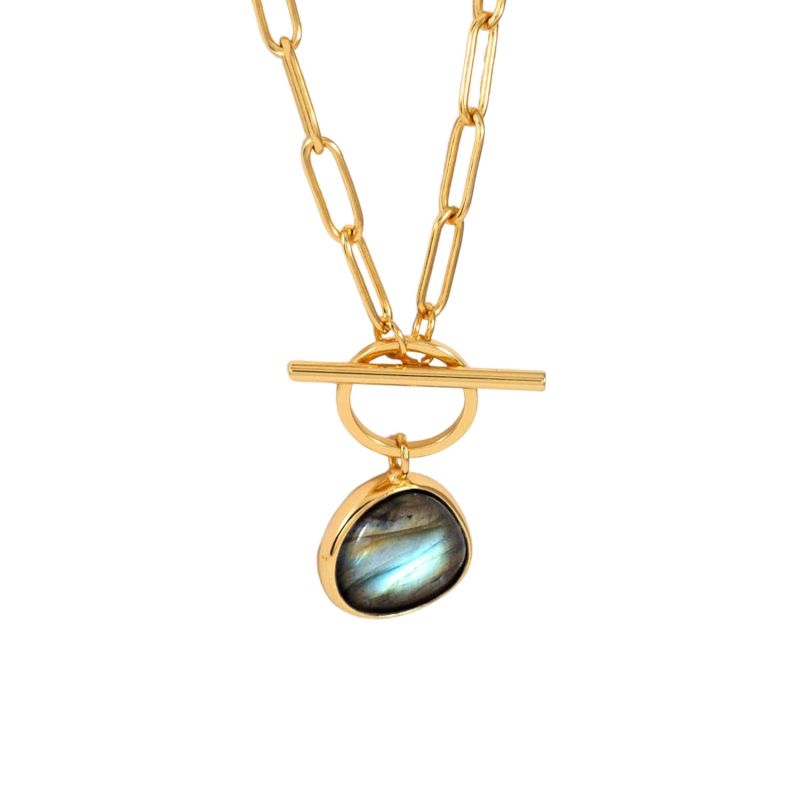 Labradorite T-Clasp Gold Necklace image