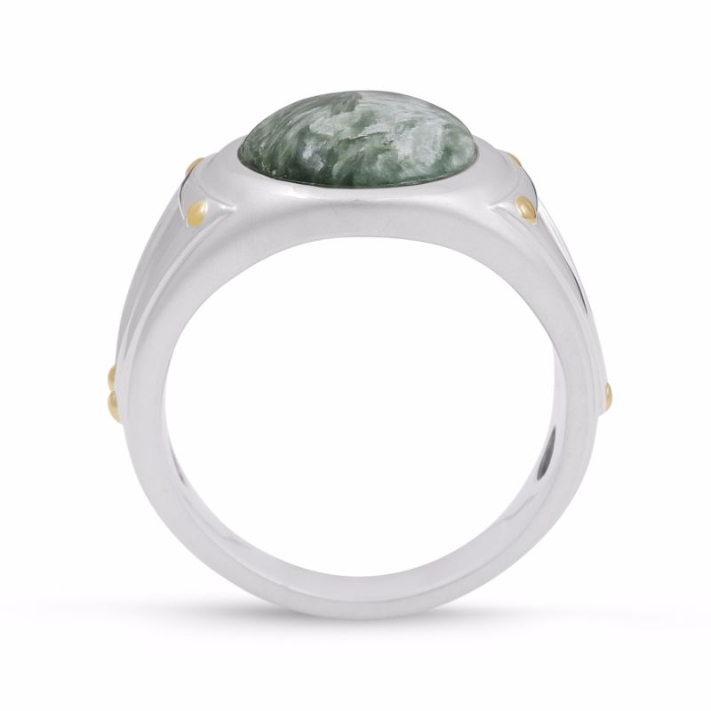 Seraphinite Iconic Stone Signet Ring In Sterling Silver image