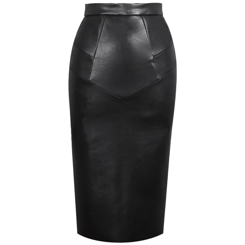 Good Money Black Vegan Leather Skirt image