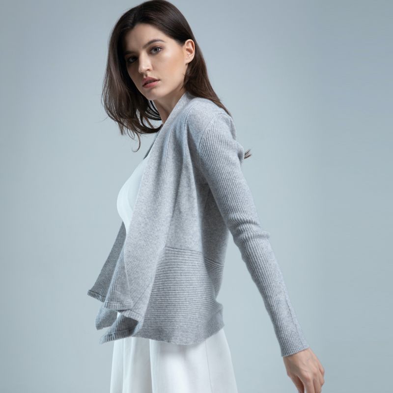 Cashmere Grey Peplum Cardigan image