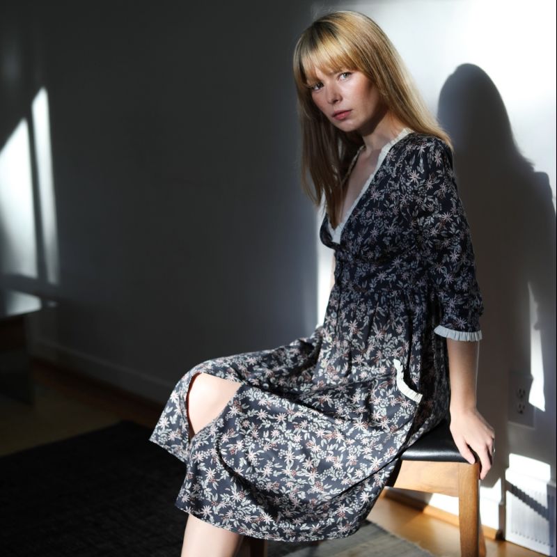 Antonia Dress In Black Floral Cotton image