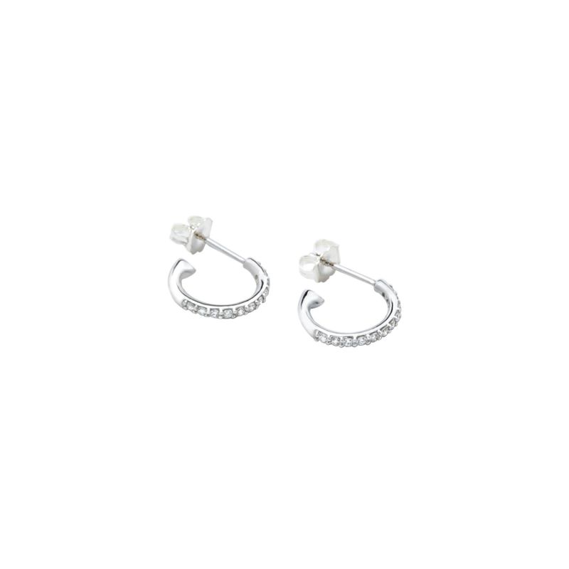 14K White Gold Diamond Hoop Earring image