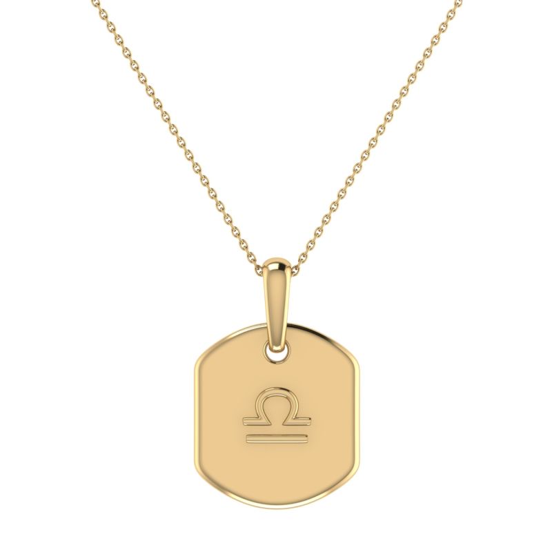 Libra Scales Constellation Tag Pendant Necklace In 14 Kt Yellow Gold Vermeil image