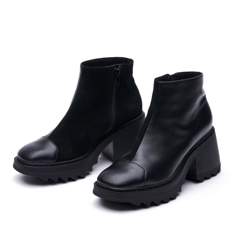 Women's Black Patent Leather Heeled Ankle Boots | 5 UK | MAS Laus