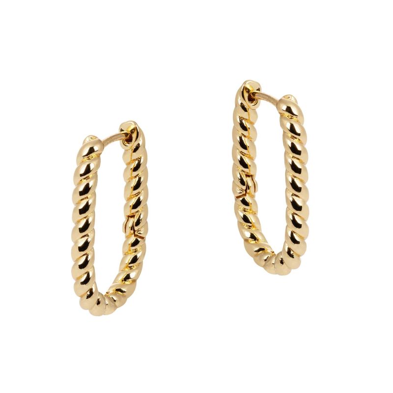 Lilly Twisted Rectangular Gold Earrings image