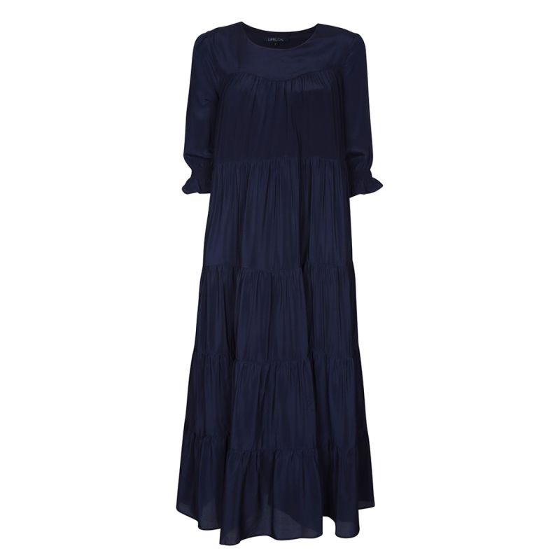 Pompeia Silk Tier Dress - Blue image