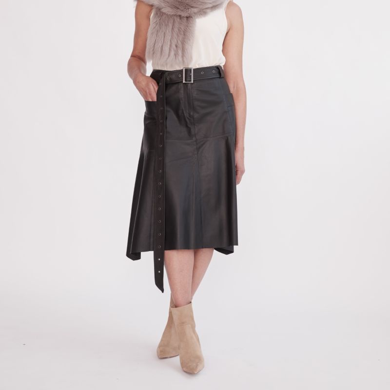 Hudson High-Rise Skirt Black Leather image