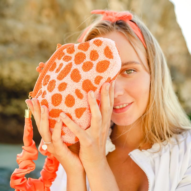 Arnoldi Peachpuff Hand-Beaded Clutch In Orange & Peach image