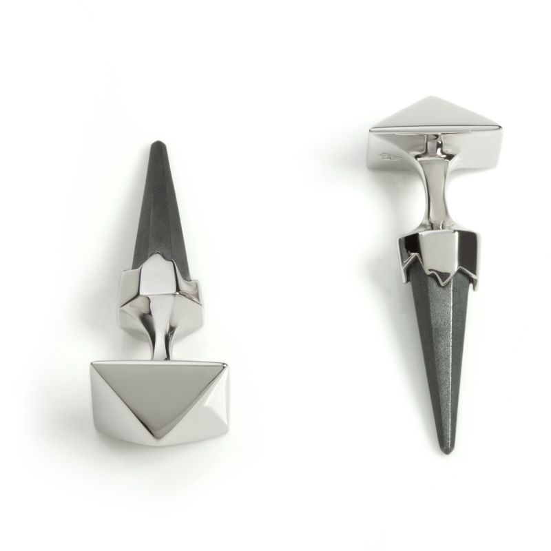 Onyx Tip Cufflinks Silver image