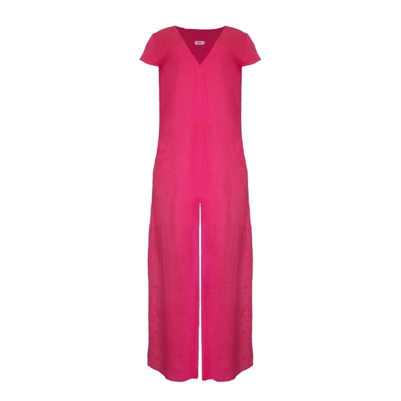 Pure Linen Casablanca Jumpsuit In Fuchsia image