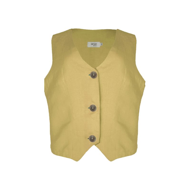 Pure Linen Valencia Waistcoat In Chartreuse image