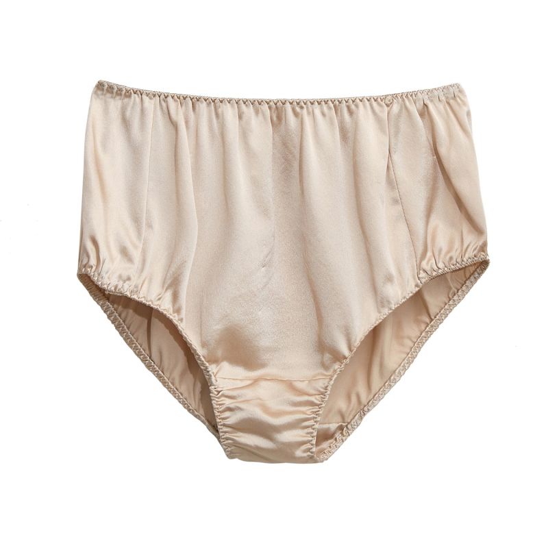 Sand Beige Embroidered silk and wool panties