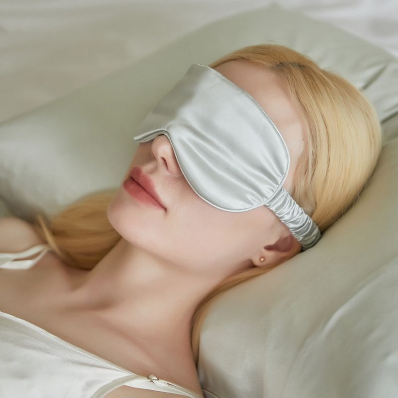 Gift Set: Silver Grey Pure Mulberry Silk Pillowcase, Eye Mask And Scrunchies | Standard Size image