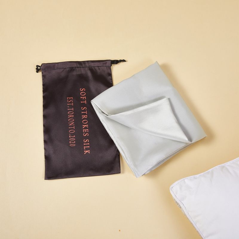 Gift Set: Silver Grey Pure Mulberry Silk Pillowcase, Eye Mask And Scrunchies | Standard Size image