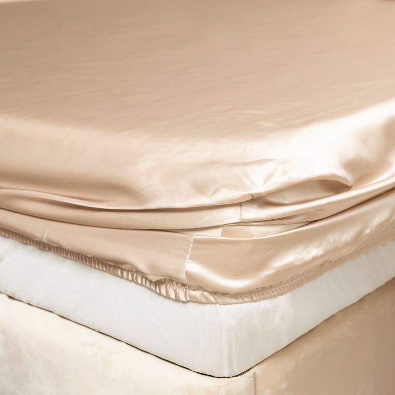 Pure Mulberry Silk Seamless Fitted Sheet - King - Beige image