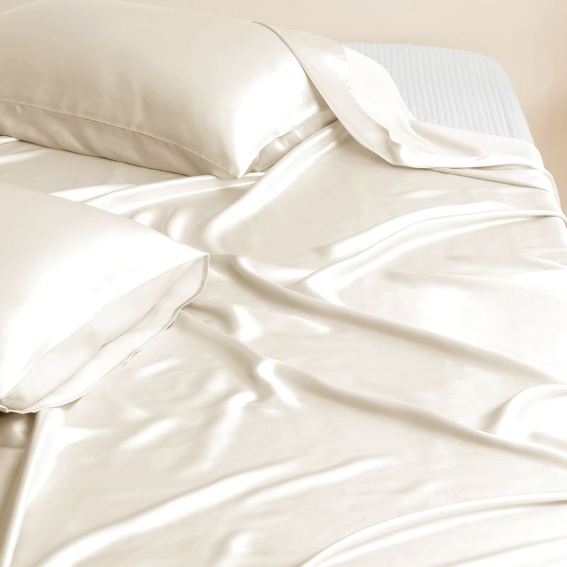 Pure Mulberry Silk Seamless Flat Sheet - Double - Ivory image