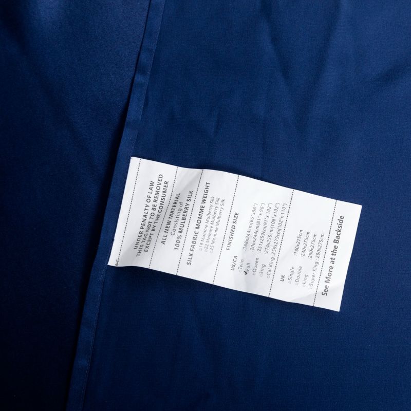 Pure Mulberry Silk Seamless Flat Sheet - Double - Navy image