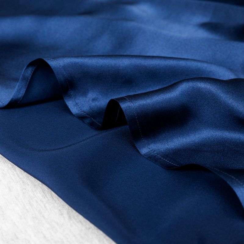 Pure Mulberry Silk Seamless Flat Sheet - Double - Navy image