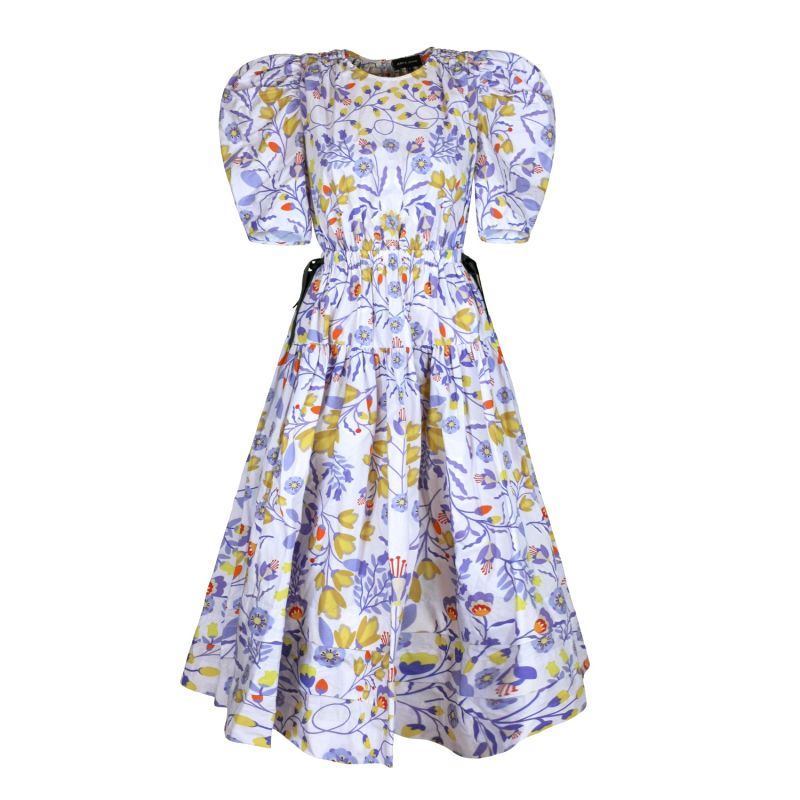 Purple Floral Cotton Midi Dress