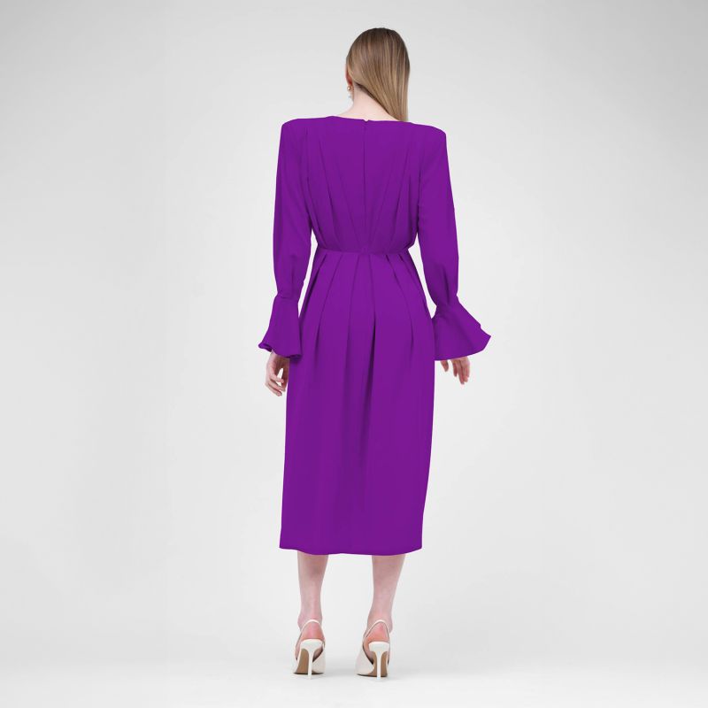 Purple Midi Dress With Pleats And Proeminent Shoulders image