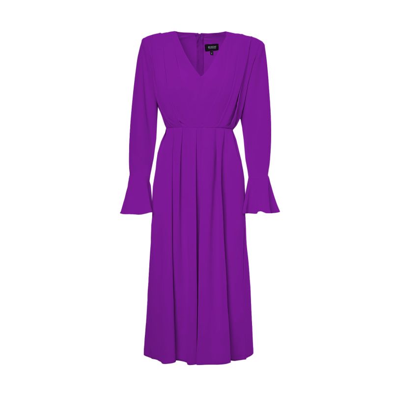 Purple Midi Dress With Pleats And Proeminent Shoulders image