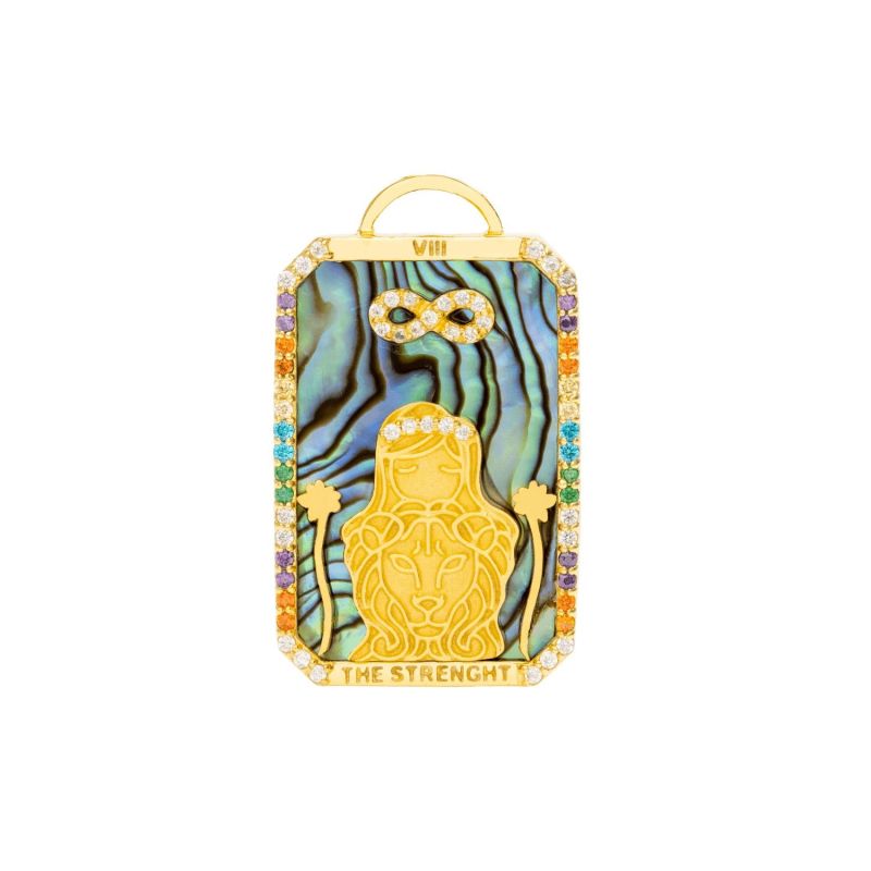 Goldplated "The Strength" Tarot Card Necklace image