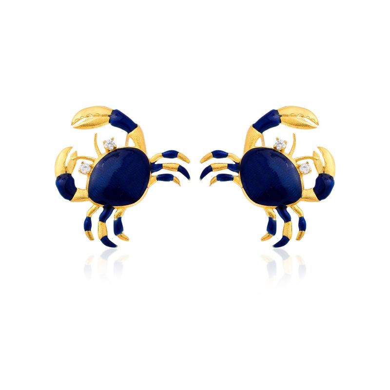 Navy Blue Crab Earrings image