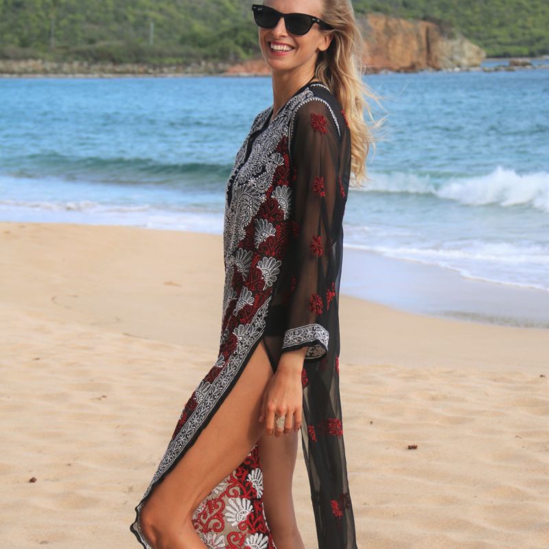 Onyx & Red Georgette Kaftan image