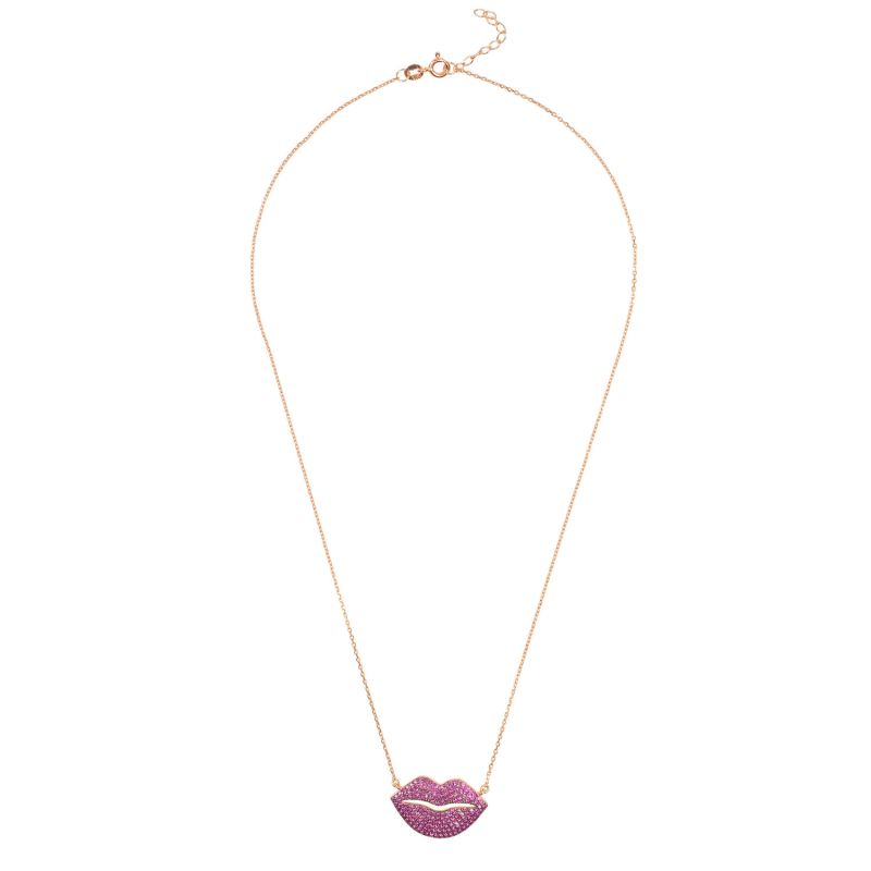 Kiss Me Lips Pendant Necklace Rose Gold image